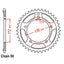 REAR SPROCKET - STEEL 42T 530P (32-MV9-42)