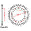 REAR SPROCKET - STEEL 42T 525P (42-B05-42)