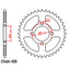 REAR SPROCKET - STEEL 43T 428P (32-183-43)