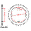 REAR SPROCKET - STEEL 40T 520P (32-5TG-40)