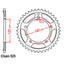 REAR SPROCKET - STEEL 45T 525P (32-35F-45)