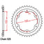 REAR SPROCKET - STEEL 38T 525P (42-K12-38)