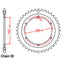 REAR SPROCKET - STEEL 42T 530P (32-500-42)