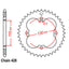 REAR SPROCKET - STEEL 50T 428P (32-HF7-50)