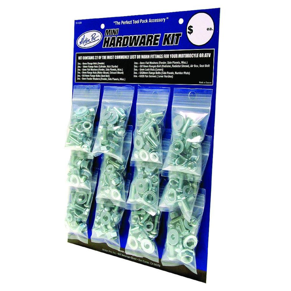 Mini Hardware Kit, Zinc Finish, Card of 12 Pks