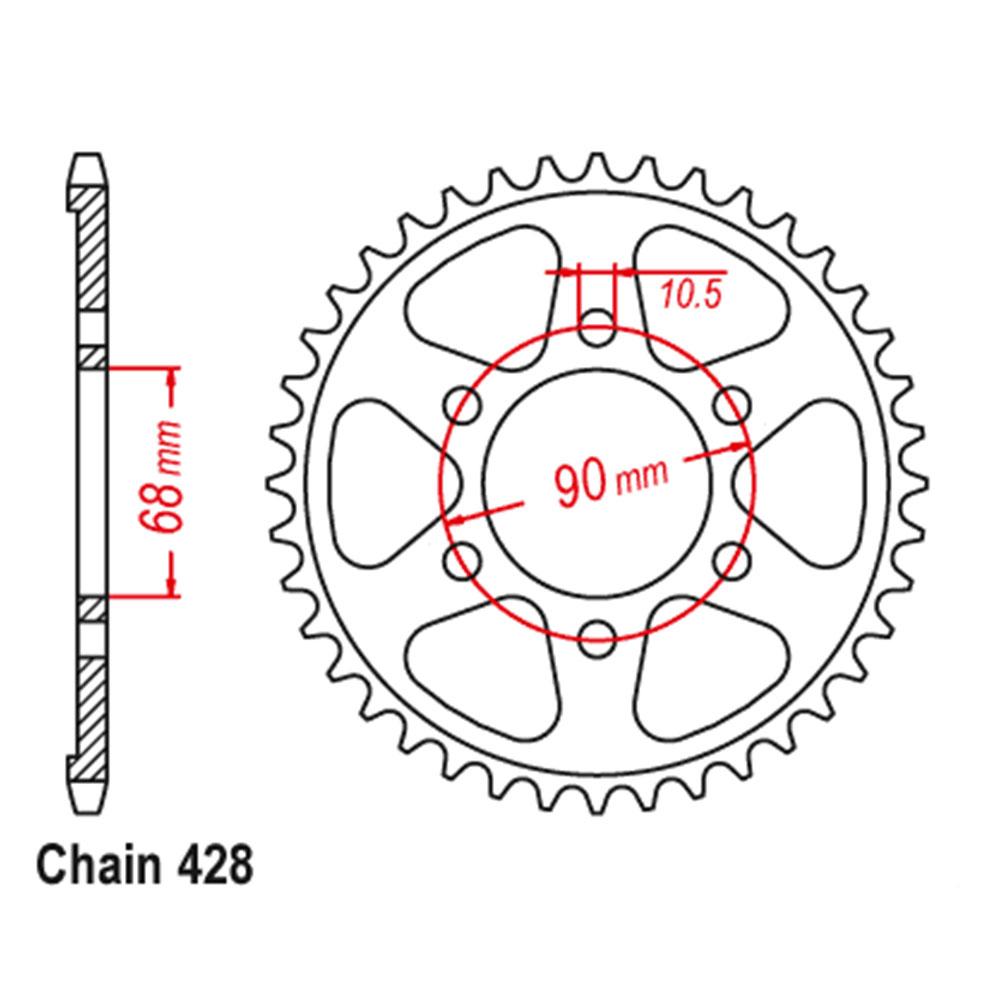 REAR SPROCKET - STEEL 48T 428P (32-K98-48)