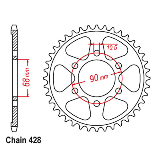 REAR SPROCKET - STEEL 48T 428P (32-K98-48) Hover Image