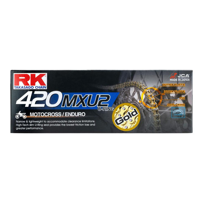 RK CHAIN 420MXU2 - 136 LINK - GOLD (U-RING) Hover Image