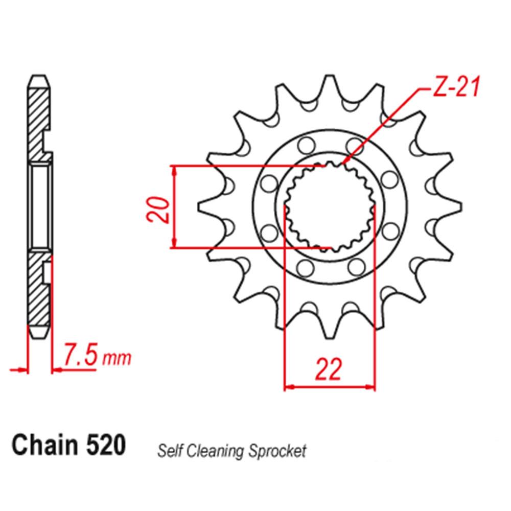 FRONT SPROCKET - STEEL  14T 520P (31-KSR-14)