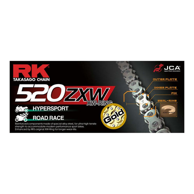 RK CHAIN 520ZXW - 130 LINK - GOLD Hover Image