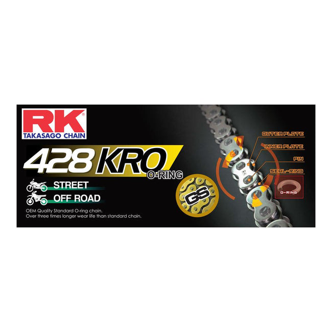 RK CHAIN 428KRO - 136LINK - GOLD (O-RING) Hover Image