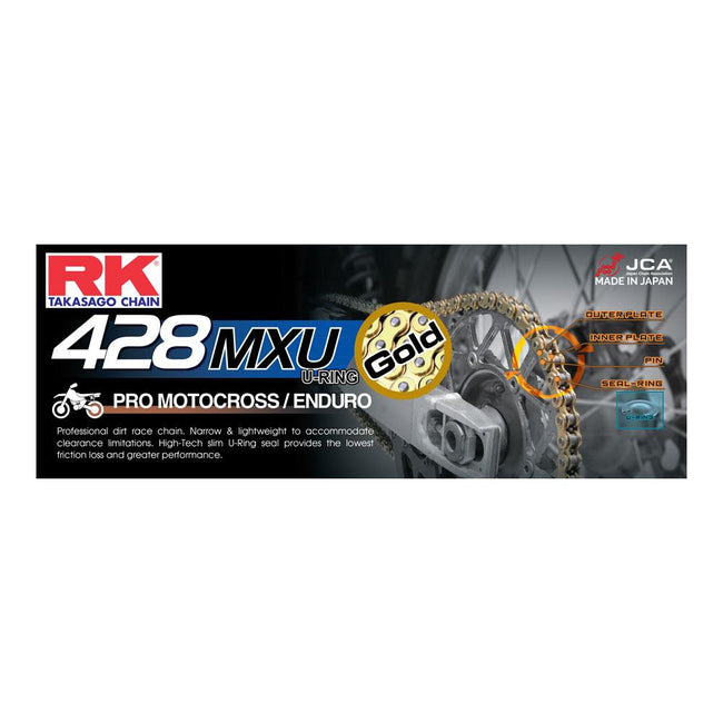 RK CHAIN 428MXU - 126 LINK - GOLD (U-RING) Hover Image