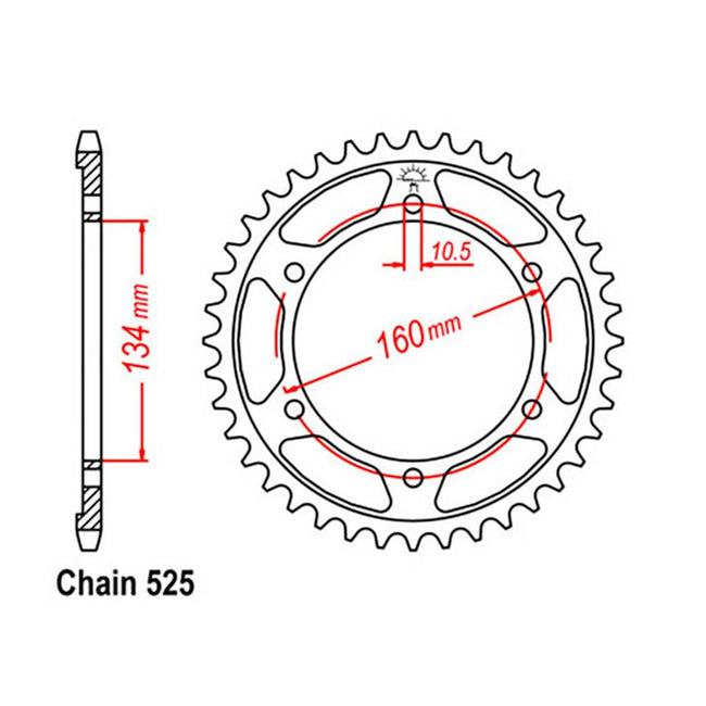 REAR SPROCKET - STEEL 40T 525P (32-MBW-40) Hover Image