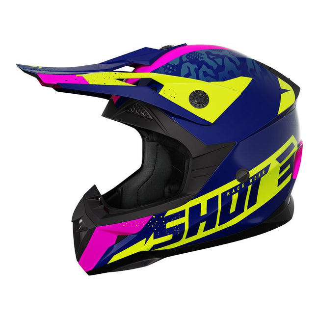 Shot Pulse Kid Helmet Airfit Blue/Neon Yellow/Pink Hover Image