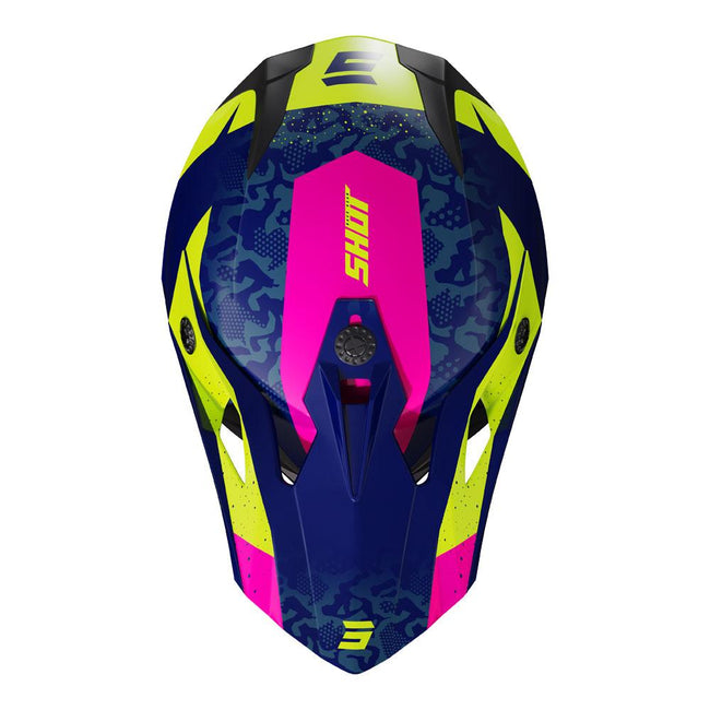 Shot Pulse Kid Helmet Airfit Blue/Neon Yellow/Pink Main Image