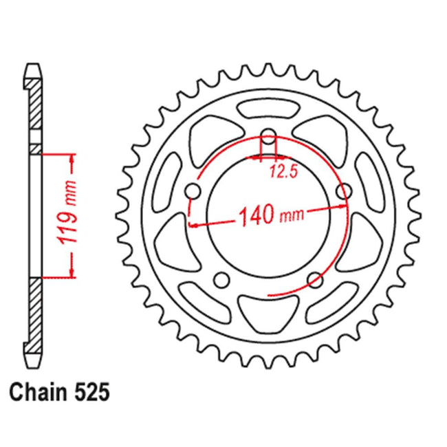REAR SPROCKET - STEEL 45T 525P (42-B10-45) Hover Image