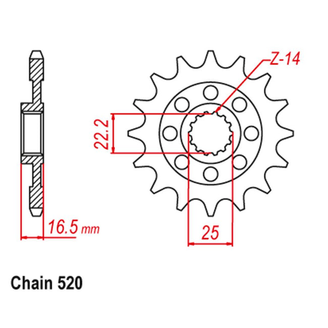 FRONT SPROCKET - STEEL 14T 520P (41-D04-14) Hover Image