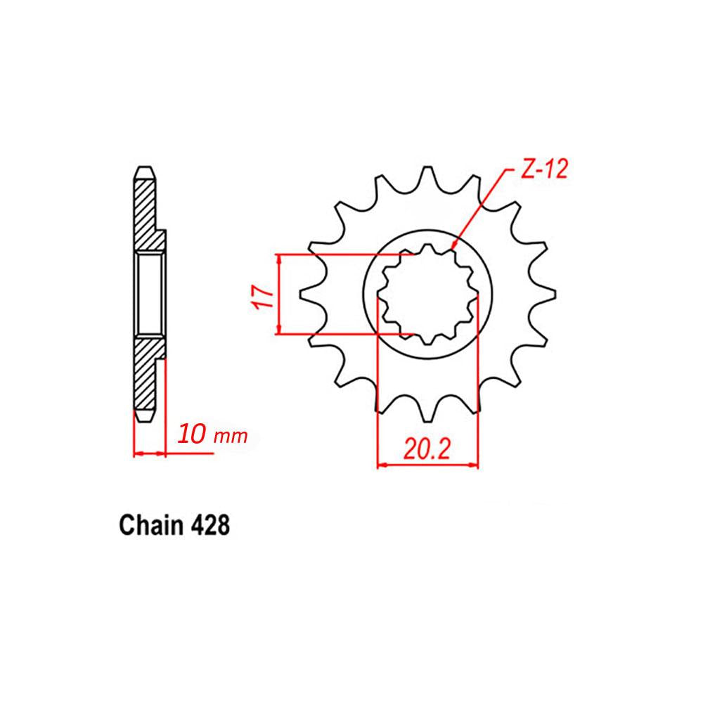 FRONT SPROCKET - STEEL 14T 520P (41-Q05-14)