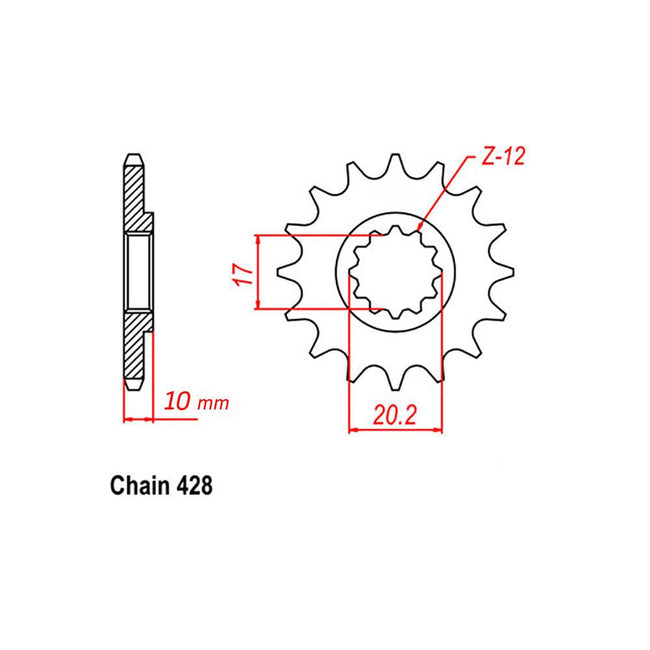 FRONT SPROCKET - STEEL 14T 520P (41-Q05-14) Hover Image