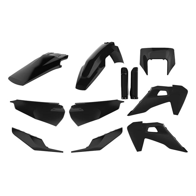 POLISPORT ENDURO KIT HUSQVARNA TE/FE 20-23 - BLACK - INCLUDES HEADLIGHT SURROUND & FORK GUARDS Hover Image