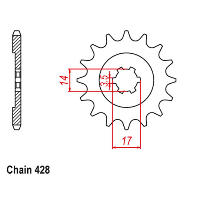 FRONT SPROCKET - STEEL  14T 428P (31-046-14) Hover Image