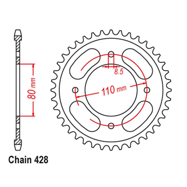 REAR SPROCKET - STEEL 41T 428P CBF125M Hover Image