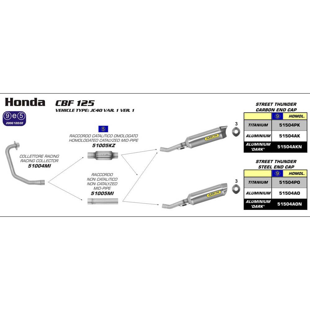 ARROW 51005MI Link Pipe - Stainless Non Cat