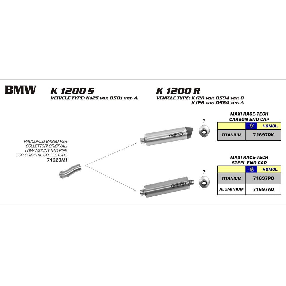 ARROW 71323MI [RAS]: LINK PIPE Stainless steel RE #71697 - BMW K1200S/R 05>06