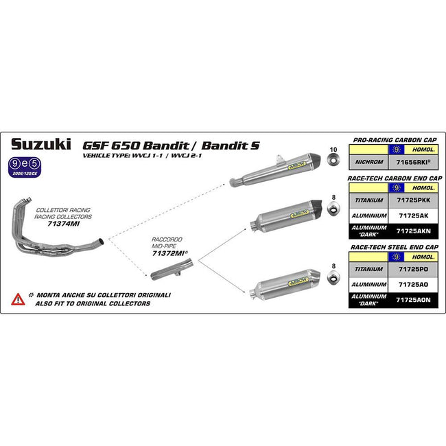 ARROW 71372MI [RAS]: LINK PIPE Stainless steel RE #71822 - SU GSF 650/1250 BANDIT Main Image