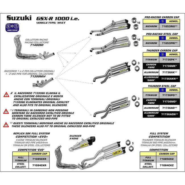ARROW 71399MI [AOE]: LINK PIPE 1:2 SST - SU GSX-R 1000 09>11 Hover Image