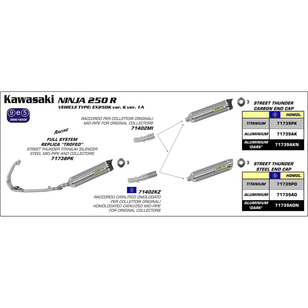 ARROW 71402MI [AOE]: LINK PIPE SST RE 71739 - KA NINJA 250R 08>12