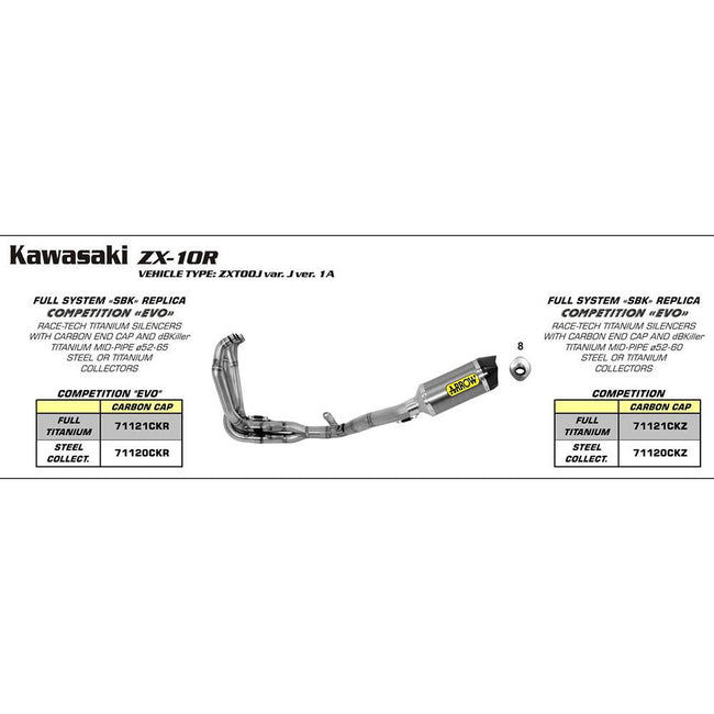 ARROW 71430MI [RAS]: LINK PIPE SST RE OE CAT - KA ZX-10R 11>15 Hover Image