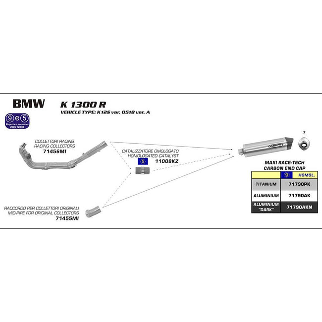 ARROW 71455MI [RAS]: LINK PIPE Stainless steel RE OEC - BMW K1300R/S 09>16 Hover Image