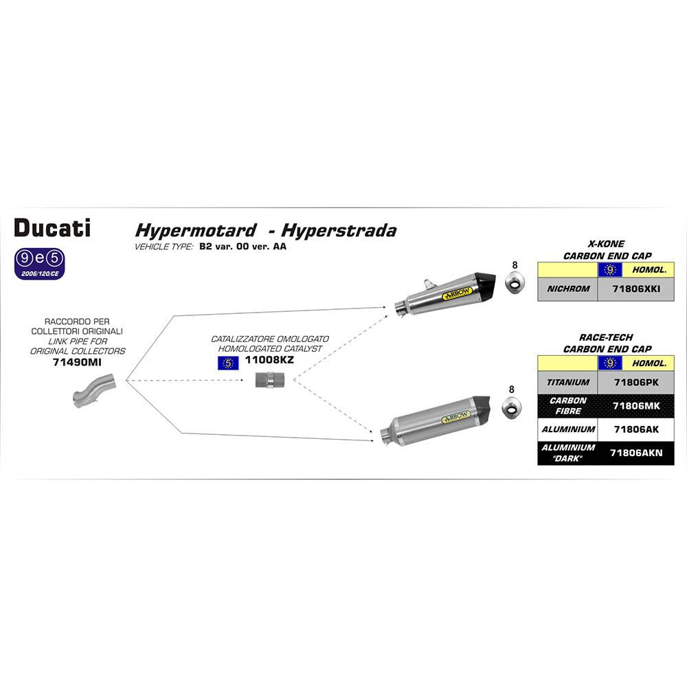 ARROW 71490MI [RAS]: LINK PIPE N-C Stainless steel - DU HYPER MTRD & STDA 821/939