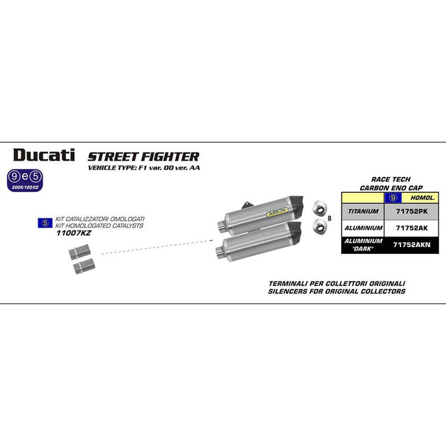 ARROW 71752PK Silencer Set - Race-Tech Titanium with Carbon End Caps Hover Image