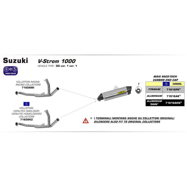 ARROW 71816AKN Silencer - MAXI RACE-TECH Aluminium Dark with Carbon End Cap Main Image