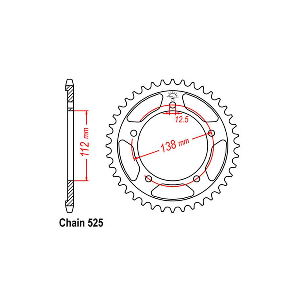 REAR SPROCKET - STEEL 38T 525P (32-MAS-38)