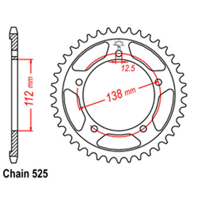 REAR SPROCKET - STEEL 43T 525P (32-MAS-43) Hover Image