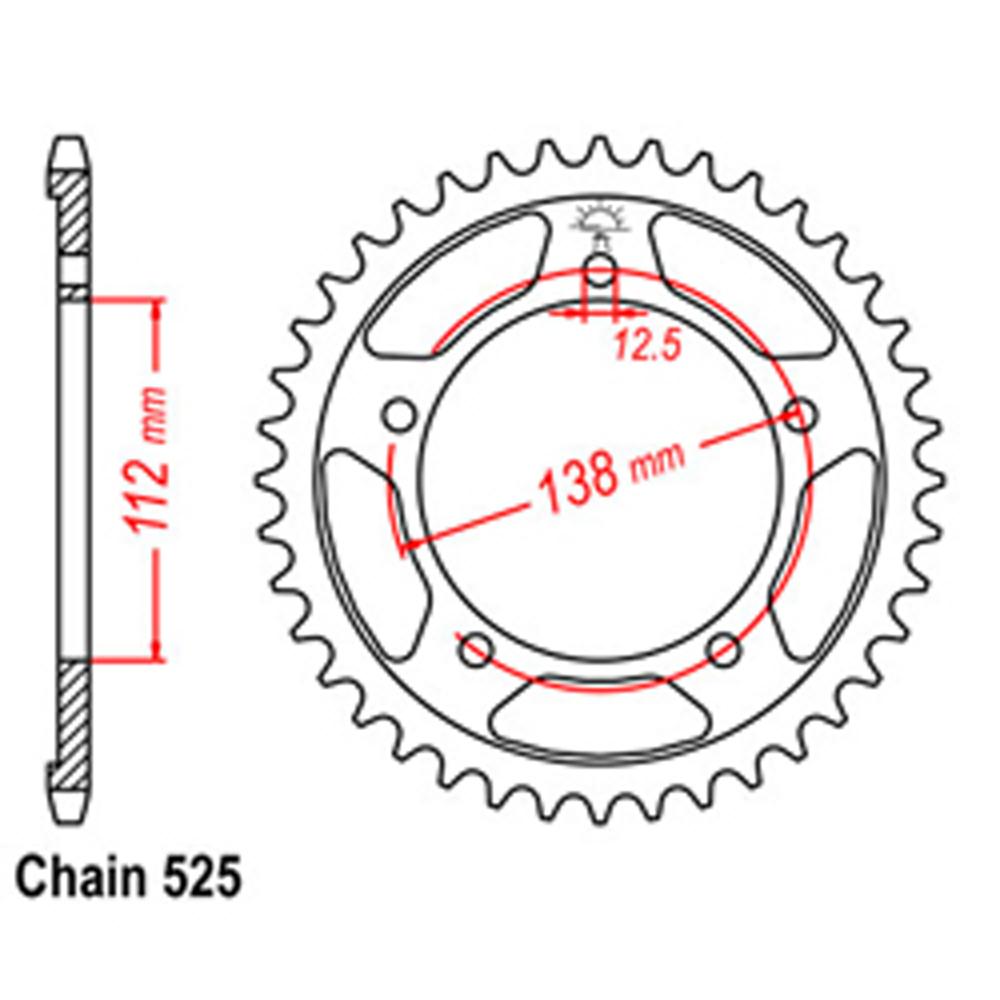 REAR SPROCKET - STEEL 45T 525P (32-MAS-45)
