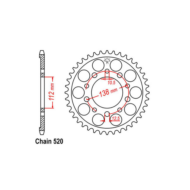 REAR SPROCKET - STEEL 41T 520P (32-MGS-41) Hover Image