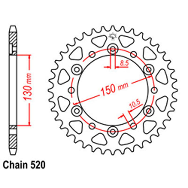 REAR SPROCKET - STEEL 47T 520P D/D (32-MN9-47) Hover Image