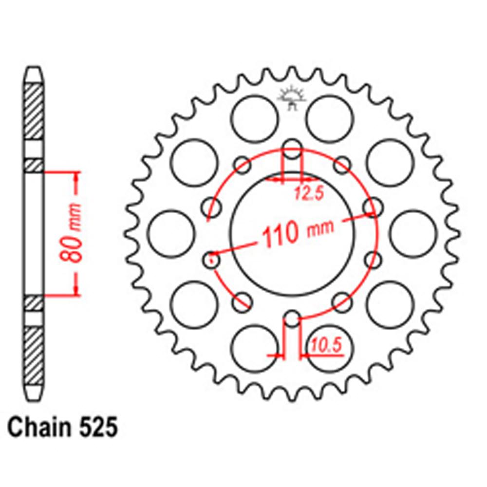 REAR SPROCKET - STEEL 40T 525P D/D