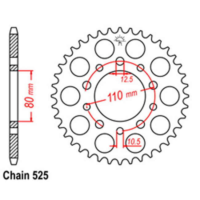 REAR SPROCKET - STEEL 45T 525P D/D Hover Image