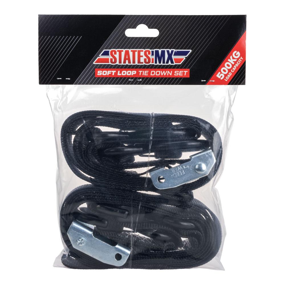 STATES MX SOFT LOOP TIE DOWN SET - BLACK