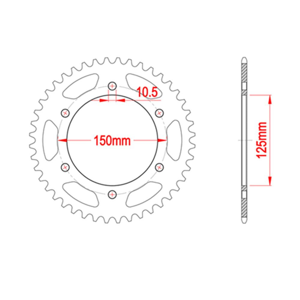 REAR SPROCKET - STEEL 44T 525P (42-BE3-44)