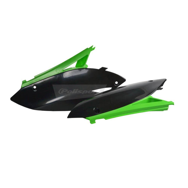 POLISPORT SIDE COVERS KAWASAKI KX250F 09-12/KX450F 09-11 - GREEN/BLACK Hover Image