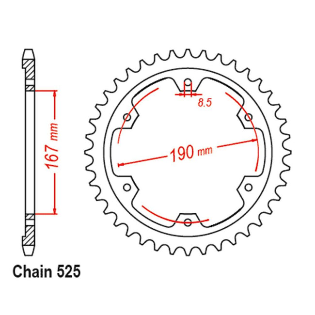 REAR SPROCKET - STEEL 50T 525P - BLACK Hover Image