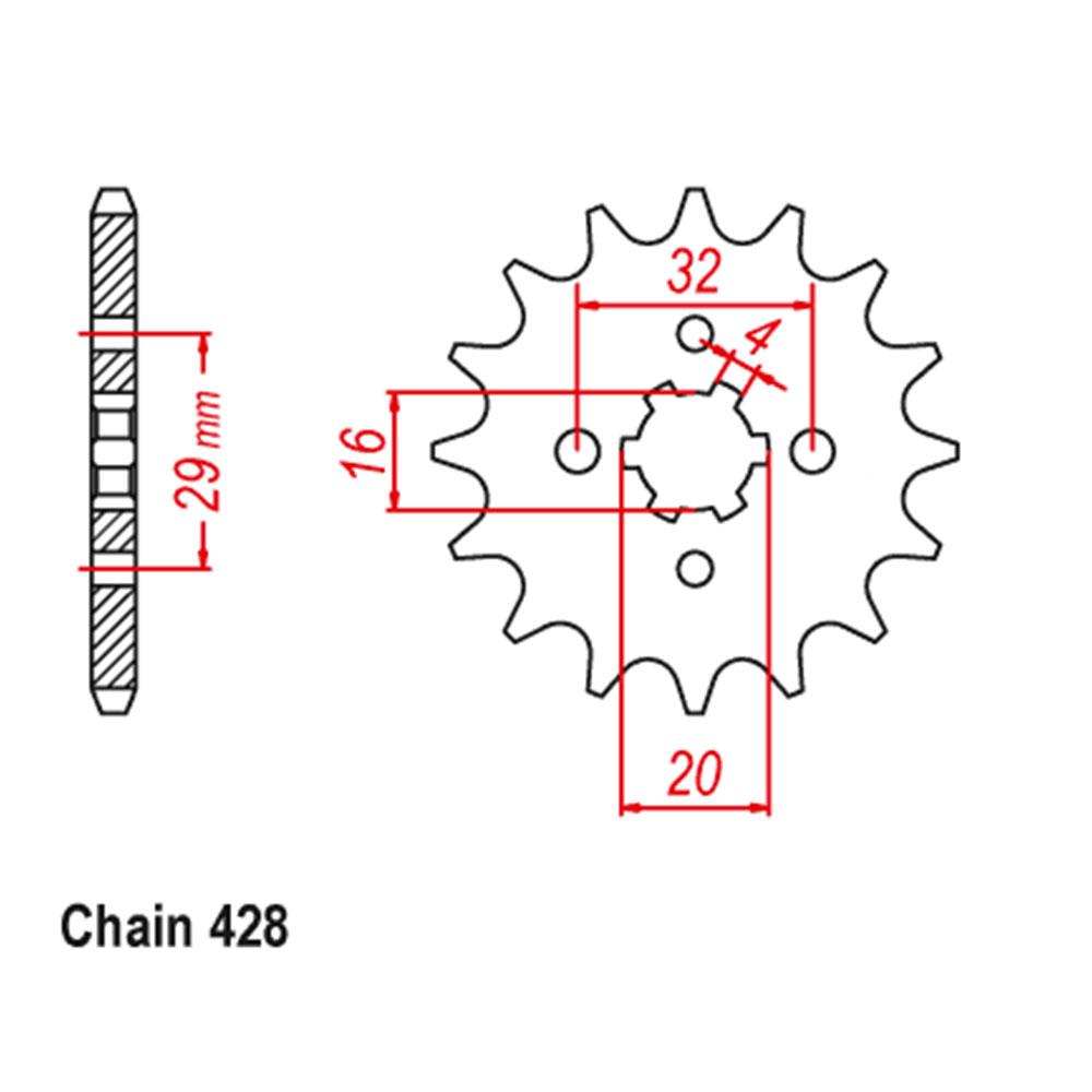 FRONT SPROCKET - STEEL  16T 428P D/D (31-201-16)