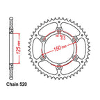 REAR SPROCKET - STEEL LIGHTWEIGHT SELF CLEANING - 43T 520P