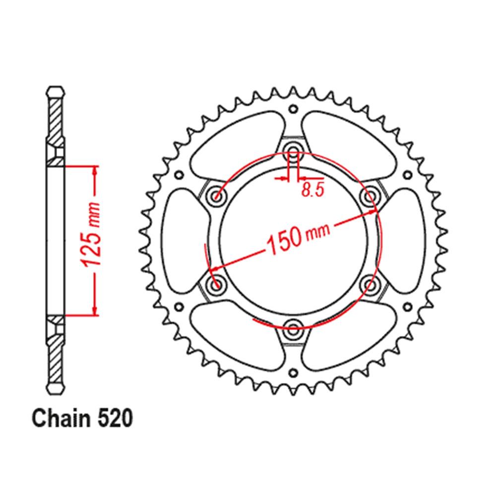 REAR SPROCKET - STEEL LIGHTWEIGHT SELF CLEANING - 43T 520P